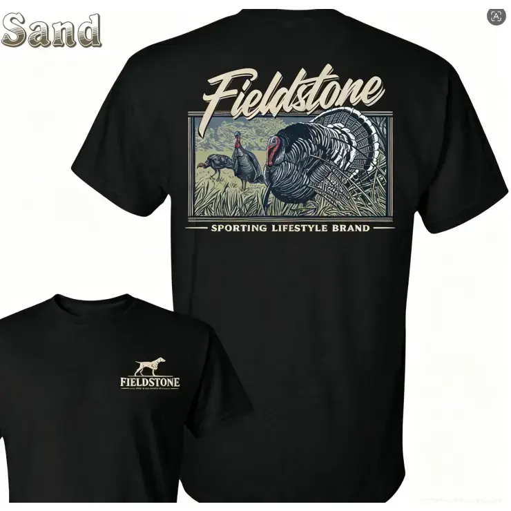 Men's Graphic Short Sleeve T-Shirt with Detailed Wild Turkey Back Print, Casual Crew Neck Top for Outdoor Hunting and Everyday Wear, Tshirt, Shortsleeve