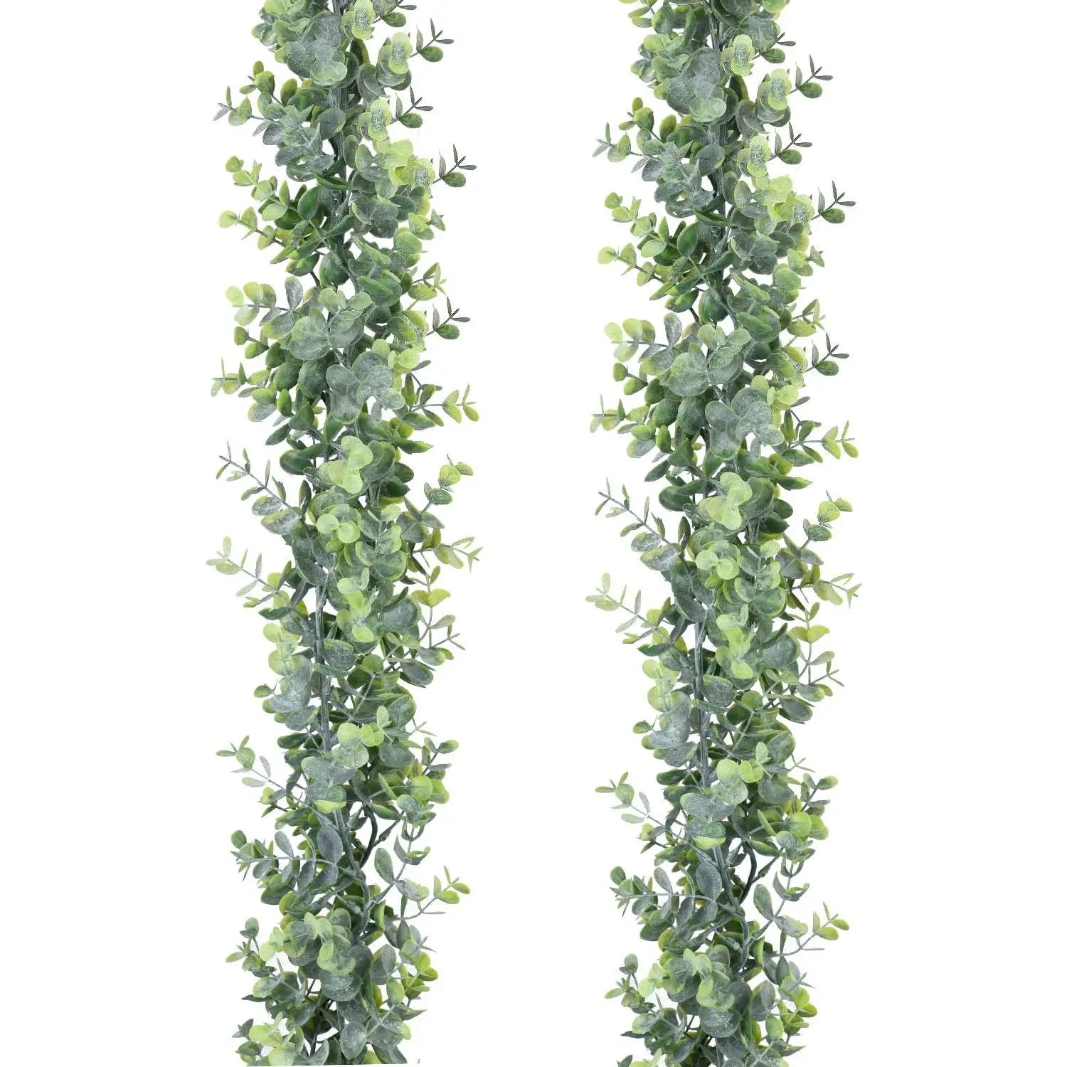 Faux Eucalyptus Garland Plant, 2 Pack Artificial Vines Hanging Eucalyptus Leaves Greenery Garland for Wedding Backdrop Arch Wall Decor, 6 Feet/pcs UV Protected Indoor Outdoor