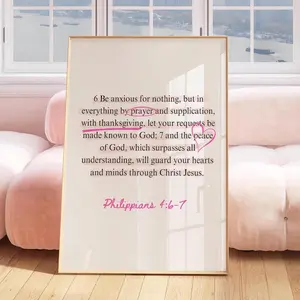 GRACEFUL Philippians 4 6 Christian Wall Art Pink Trendy Retro Bible Verse Printable Poster, Trendy Preppy Apartment Art, Dorm Girl Room Christian Art