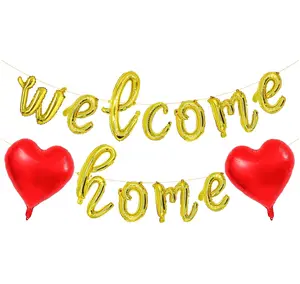 Welcome Home Balloon Banner for Homecoming Party Decorations, Gold