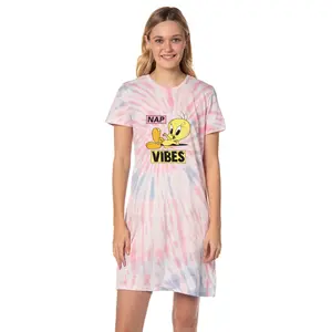 Looney Tunes Women's Tweety Bird Nap Vibes Nightgown Sleep Pajama Dress For Adults