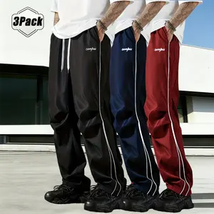 3Pack Men'S Casual Athletic Trousers, Loose And Elasticated Cuffs, Stylish Print, Lightweight Fabric, Suitable For Everyday Wear, Men'S Trousers, Suitable For All Seasons, Fashionable Menswear,Lightweight Elastic Workout Sweatpants,Fashionable Trouser