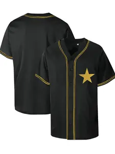 Men's Baseball Jersey Letter and Number Stitched Casual Loose-Fit Breathable V Neck Baseball Shirt for Training and Outdoor Sports, Breathable Workout Tops, Casual Wear For All Seasons Athletic Activewear