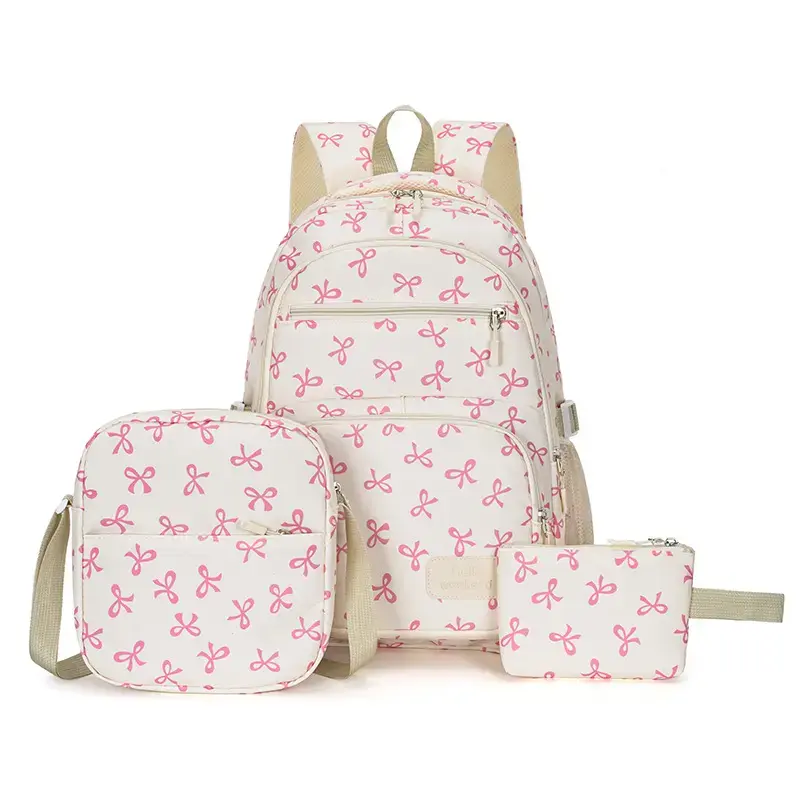 Large Capacity Lightweight School Backpack for Teen Girls with INS Style Bow Decor,Fresh Aesthetic Book Bag for Daily Campus Use,After School Tutoring and Weekend Outings,Comfortable Casual Backpack for Junior and Senior High Students’ Study Essentials