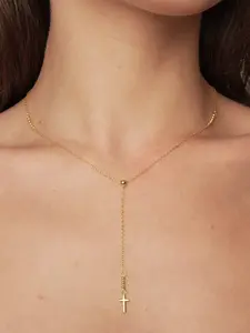 14k Gold Cross Necklace for Women | Dainty Rosary Chain Necklace | Tiny Cross Pendant | Baptism Gift Jewelry | Minimalist Layering Necklace