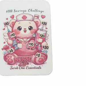 Nurse Life $100 Savings Challenge Scrub Chic Essentials Savings Tracker with Adorable Nurse Bear Design