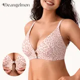 Deangelmon Women's Front Closure Elasticity Bralette, Easy On & Off, Light Support, Deep V-Neck Racerback, Stretchy Comfy, Seamless T-Shirt Bra, Adjustable, Underwire-Free, Unlined, Elasticity Bralettes
