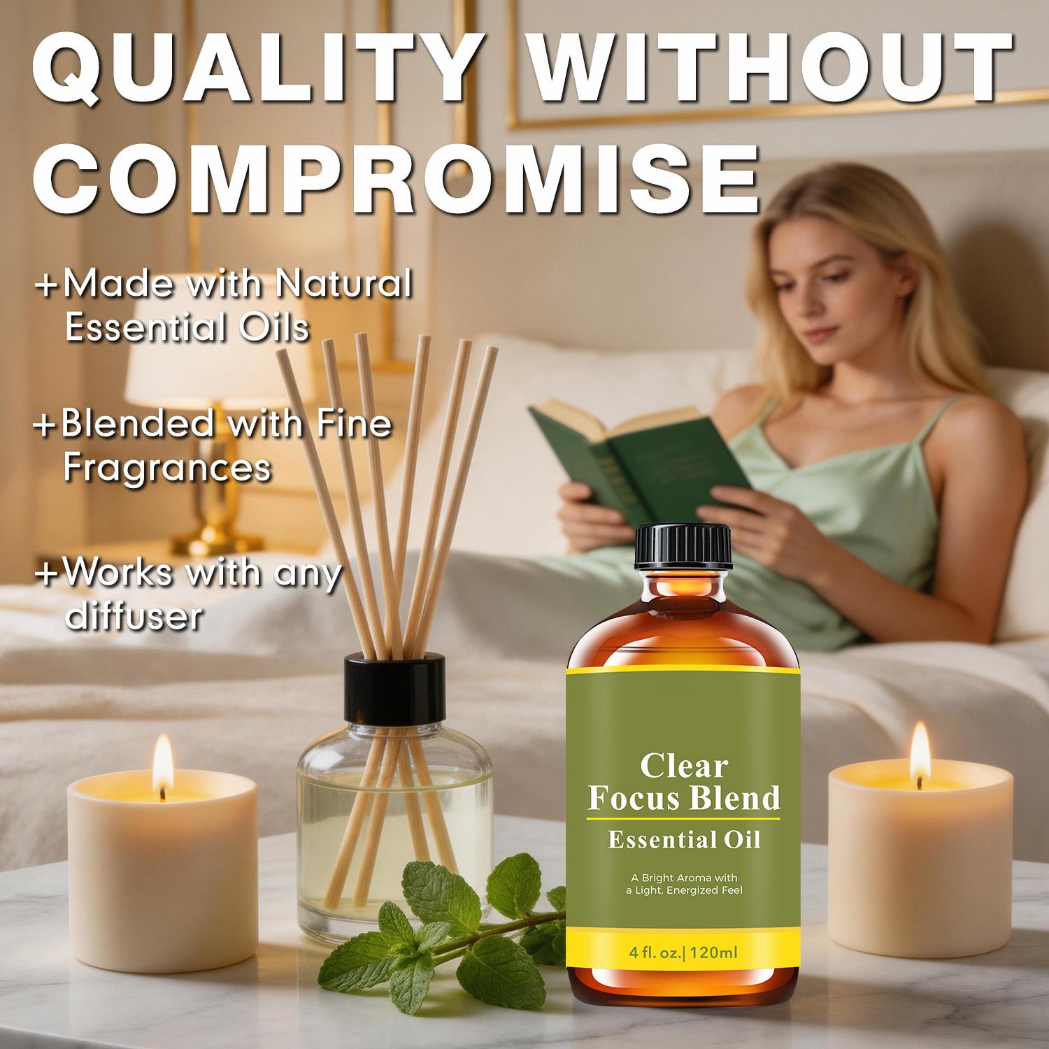 120ml/ 4oz Essential Oil Blend: Breathe, Sleep Time, Clear Focus, Quiet Balance Essential Oil for Humidifiers, Diffusers, Candle, Perfume Spray, Soap Making, Flavored Air | Yoga, Sleep, Meditation