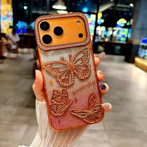 Butterfly Pattern Phone Case, Cellphone Casing, Rhinestone Decor Phone Protective Cover, Protector, Phone Accessory Compatible with Smartphone iPhone 16 Pro Max 15 14 13 12 11
