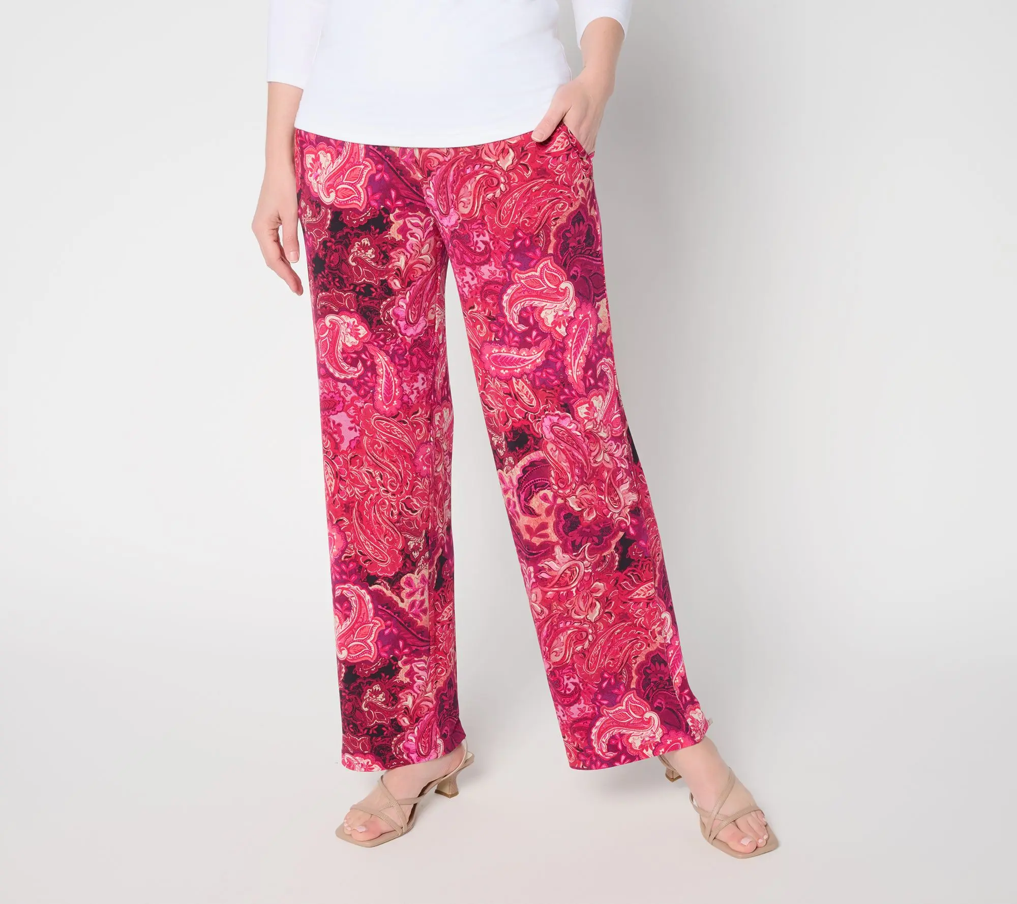 Susan Graver Regular Printed Liquid Knit Wide-Leg Pants