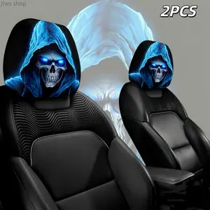 Universal 2 Piece Car Headrest Cover Set - Washable Durable Seat Protector For Car Truck SUV, Stylish Automotive Interior Accessory, Comfortable Long Trips, Daily Car Use, Modern Street Style Vehicle Decor, Functional Protective Cushion