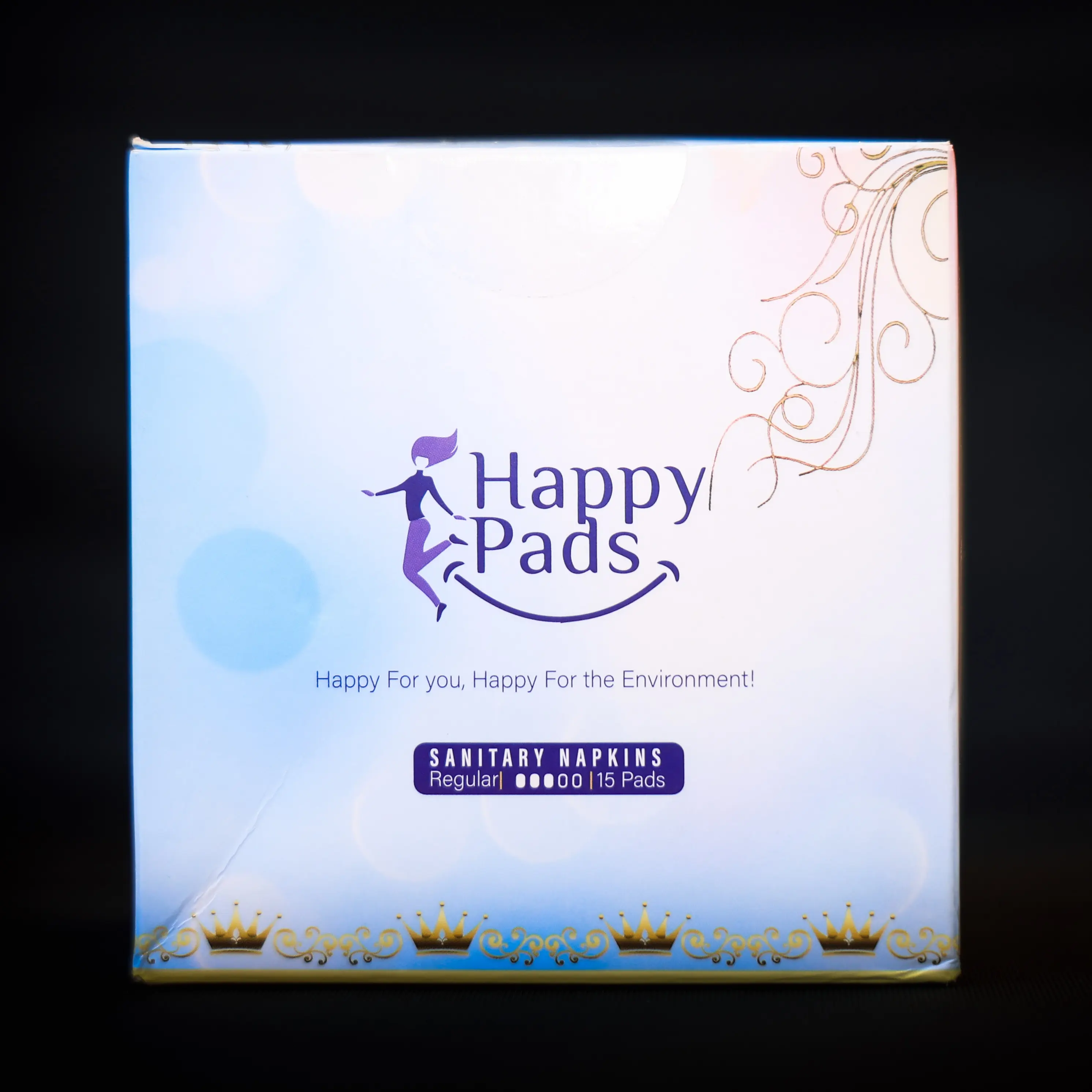 Happy Pads Ultra-Thin Chemical-Free Sanitary Pads 15 Count Cotton Material for Comfort and Environmental Care Regular Absorbent