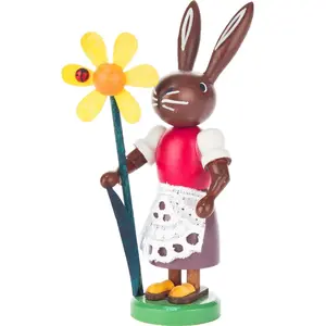 212 MAIN Dregeno Easter Rabbit Ornament, Animal-Shaped Figure with Flower Motif, Festive Home Decoration for Easter, Rabbit Motif