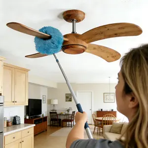 Extendable Ceiling Fan Duster with Long Handle - Microfiber Dust Cleaner for High Ceilings, Reusable & Washable, Effortless Home Cleaning Tool