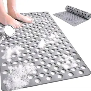 Non Slip Shower Mat with Suction Cups Quick Drain Bathroom Bathtub Rug Anti Slip Massage Bath Mat for Safe Bathing