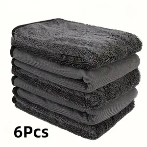 6pcs Ultra Absorbent Quick-Dry Microfiber Towel & Cleaning Cloth Suitable for Car, Kitchen, Bathroom - Thickened Lint-Free Reusable Rags, Streakless Suitable for Auto Interior, Window Glass, Countertops, Floors, - Durable Deep Clean