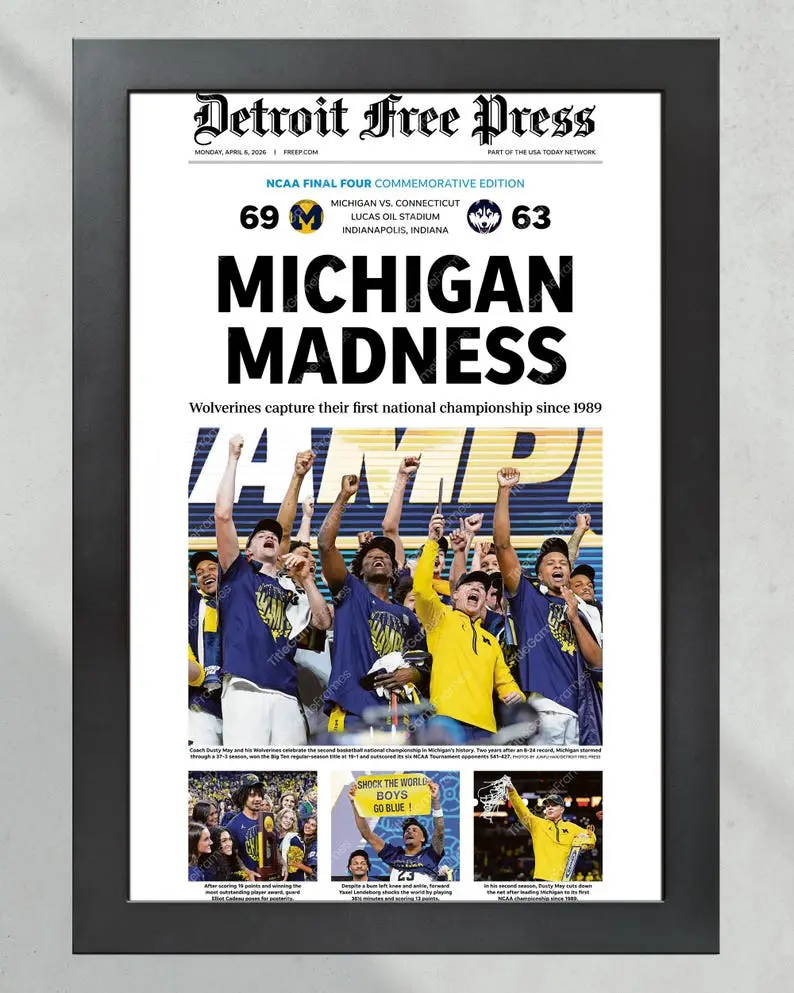 2026 Michigan Wolverines “Michigan Madness” NCAA Champions March Madness Celebration Poster, Unframed.