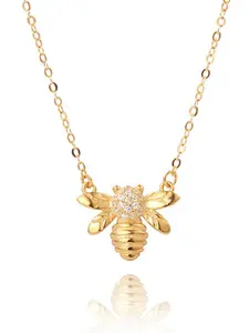 Cute Bee Design Pendant Necklace for Women, Elegant Rhinestone Decor Necklace for Party, Daily Clothing Decor, Trendy All-match & Exquisite Jewelry for Birthday Gift, Charms Necklace