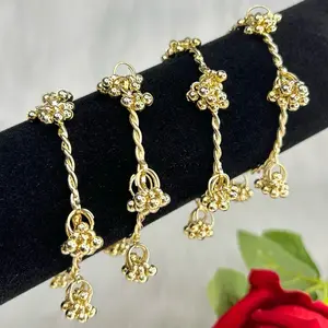 Beautiful Gold Twisted Rope Set of 4 Kashmiri Ghungroo Bangles Elegant Jewelry for Special Occasions