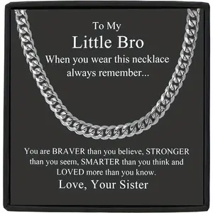 Gift Box Cuban Link Chain Necklace, Brother Gift for Thanksgiving Father's Day Christmas Birthday, Encouragement Valentine's Day Present