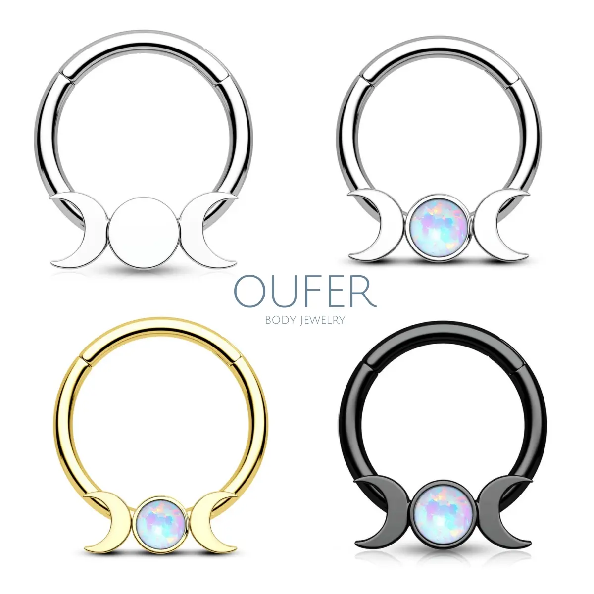 OUFER BODY JEWELRY 16G Stainless Steel Moon Phase Hinged Segment Nose Ring, Nose Rings Hoops, Unisex Fashion Body Jewelry Septum Daith Accessory for Daily Wear, Body Piercing Jewelry