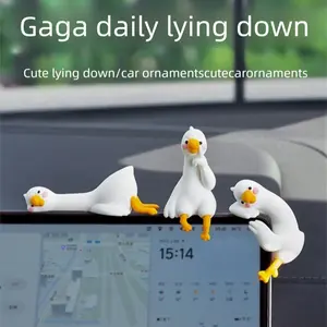 2026 New 3pcs Cute Cartoon Goose Ornaments Minimalist Lazy Duck Mini Desk Accessories Set Fun Stocking Stuffers for Computer Screens Black Friday Christmas Gifts