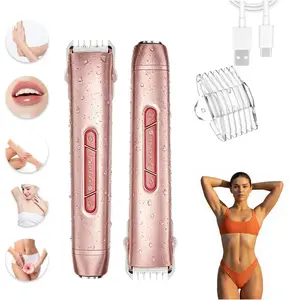 2 in 1 Women Bikini Trimmer Electric Shaver Dual Head  for Women IPX7 Waterproof  Body Hair Trimmer Electric  Razors Facial Hair Remover for Bikini Underarm Leg Arm Body Face