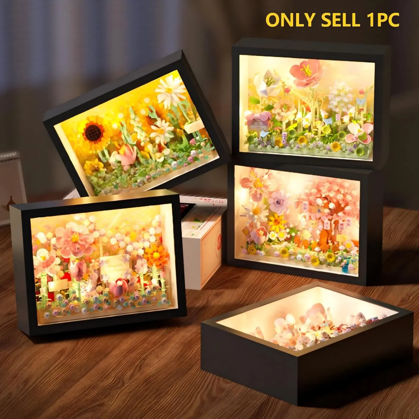 Flower Building Blocks Set with Photo Frame, Creative Building Block, Building Block Sets, Building Block Flowers, DIY 3D Model Kit Crafts, Lifelike Floral Decor, Stress Relief Toy for Adults, perfect for wedding gifts, holiday gifts, birthday gifts