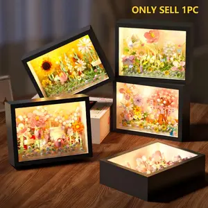 Flower Building Blocks Set with Photo Frame, Building Block Sets, DIY 3D Model Kit Crafts, Lifelike Floral Decor, Stress Relief Toy for Adults, perfect for wedding gifts, holiday gifts, birthday gifts