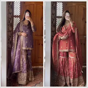 Garara Set - Elegant Traditional Attire with Rich Colors and Intricate Embroidery for Special Occasions