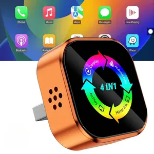 2026 New 4-In-1 Carplay Wireless Adapter, Compatible with iPhone/android, Fast Connection, Hands-Free Call, Airplay, Mirror Link, Bluetooth-compatible 5.0