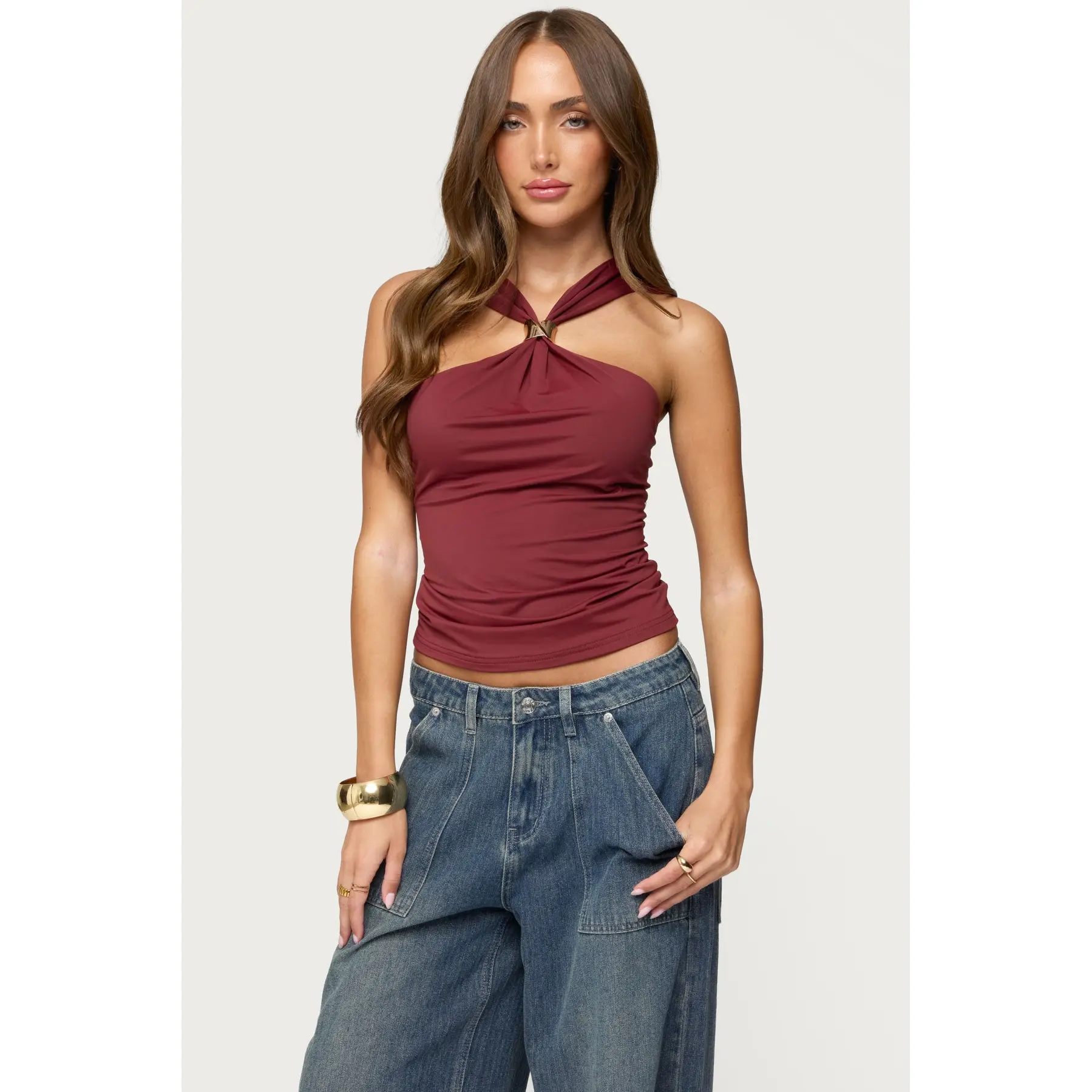 Cielle Wide Strap Gathered Top Cielle Wide Strap Gathered Top