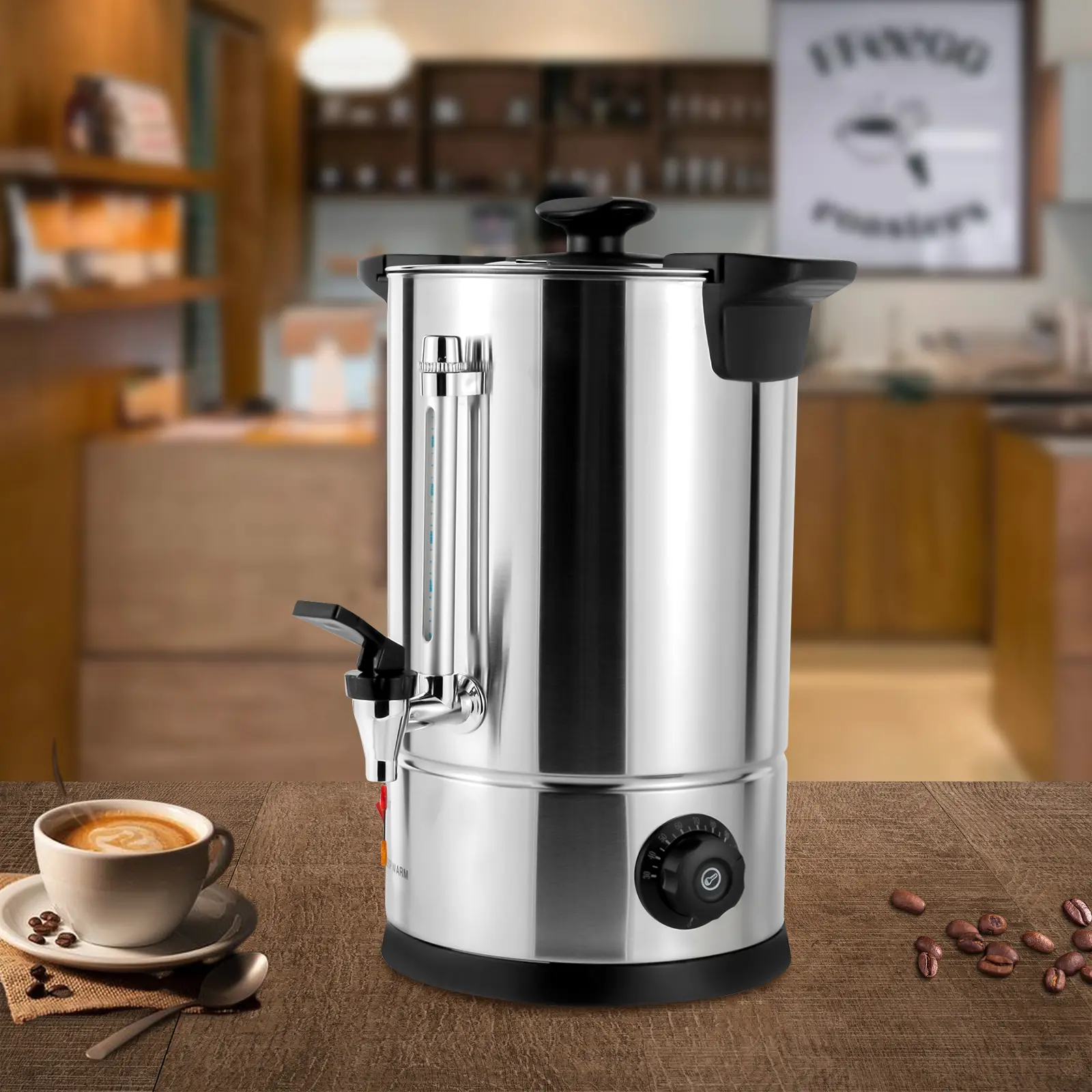 CNCEST 8L Stainless Steel Commercial Coffee Maker Urn, 1000W Coffee Dispenser with 86-230°F Adjustable Temperature Control, Automatic Brewing, Reusable Filter for Parties, Events