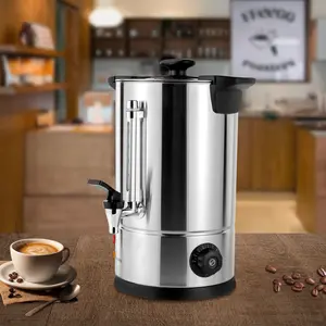 8L Coffee Urn 1000W Commercial Coffee Maker with Adjustable Temperature Control 86-230°F Automatic Brewing Reusable Filter Stainless Steel Large Capacity for Parties Events