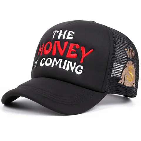 2025 MONEY Money Bag Embroidery Men's Trendy Street Skateboarding Hat Leisure Sports Decoration Baseball Hat Adjustable Trucker Hat Breathable Mesh Hat, Embroidered Hat, Stylish Hat, Cool Hat, Street Fashion Cap