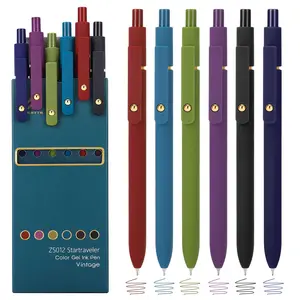 Colorful Gel Pens, 0.5mm Fine Point Retractable,Multi Colored Pens for Journaling and Sketching,School Supplies,Stuffers for Teens, Gifts for Women (6Pcs-Vintage Colors)