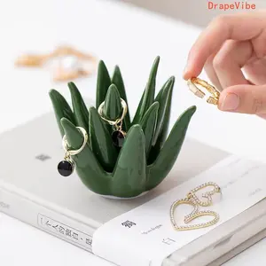 Cactus Aloe‑Shaped Ring Holder Tray Jewelry Storage Display Organizer For Home Office Desk Decor And Daily Jewelry Arrangement