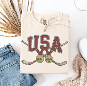 USA Hockey Gold Medal Shirt, Vintage 1980 and 2026 Winter Games Tee, Miracle on Ice Commemorative Graphic T-Shirt, Team USA Hockey