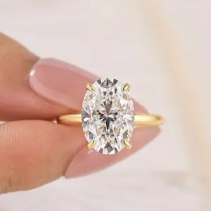 MAXINEJEWELRY 5.5Ct Oval Cut VVS1 Synthetic Moissanite Engagement Ring - Women's Wedding & Engagement Rings for Proposal, Daily Wear