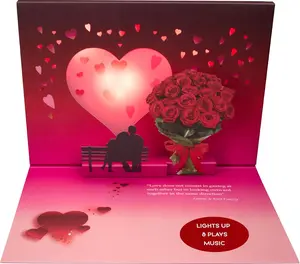 Pop Up Anniversary Card for Couple w/Lights & Music - Happy Anniversary Card for Wife & Girlfriend, Pop Up Card, Wedding Anniversary Card (Couple)