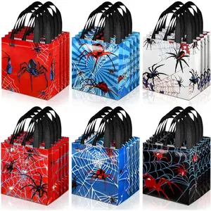 Glicraft 42 Pcs Spider Party Favor Bags, Reusable Non-Woven Bulk Party Favor Packs with Handles, Perfect for Halloween & Birthdays, Gift Bag, Size 7.87x7.87x3.54 Inches