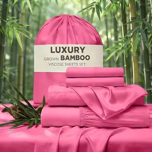 4PCS Bamboo Sheet & Pillowcase Set - Ultra Soft, Cooling & Breathable, 16" Deep Pocket, Hotel Luxury Bedding