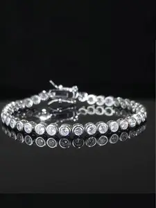 Gold Bracelets for Women,Women's Elegant Tennis Crystal Bracelet, Dainty Crystal Bracelet, Zirconia Jewelry Gift for Women, Valentine's Day & Festive Present, Sizes 6.5-8 Inches