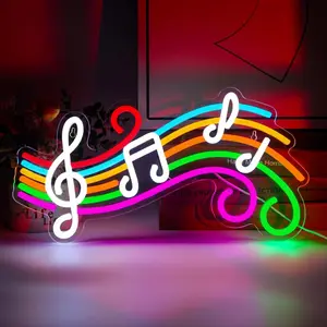 Music Note Neon Light Adjustable LED Wall Decor, USB Powered, Bedroom Studio Party Birthday Christmas Gift, Music Lamp