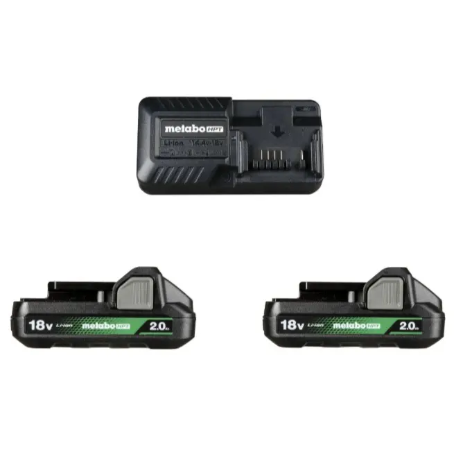 METABO HPT CHARGER AND (2) 18V 2.0Ah Batteries Kit UC18YKSLS