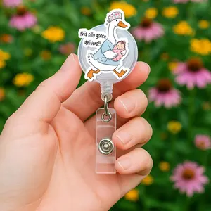 Silly Goose NICU Nurse Badge Reel: Funny Baby Delivery ID Holder