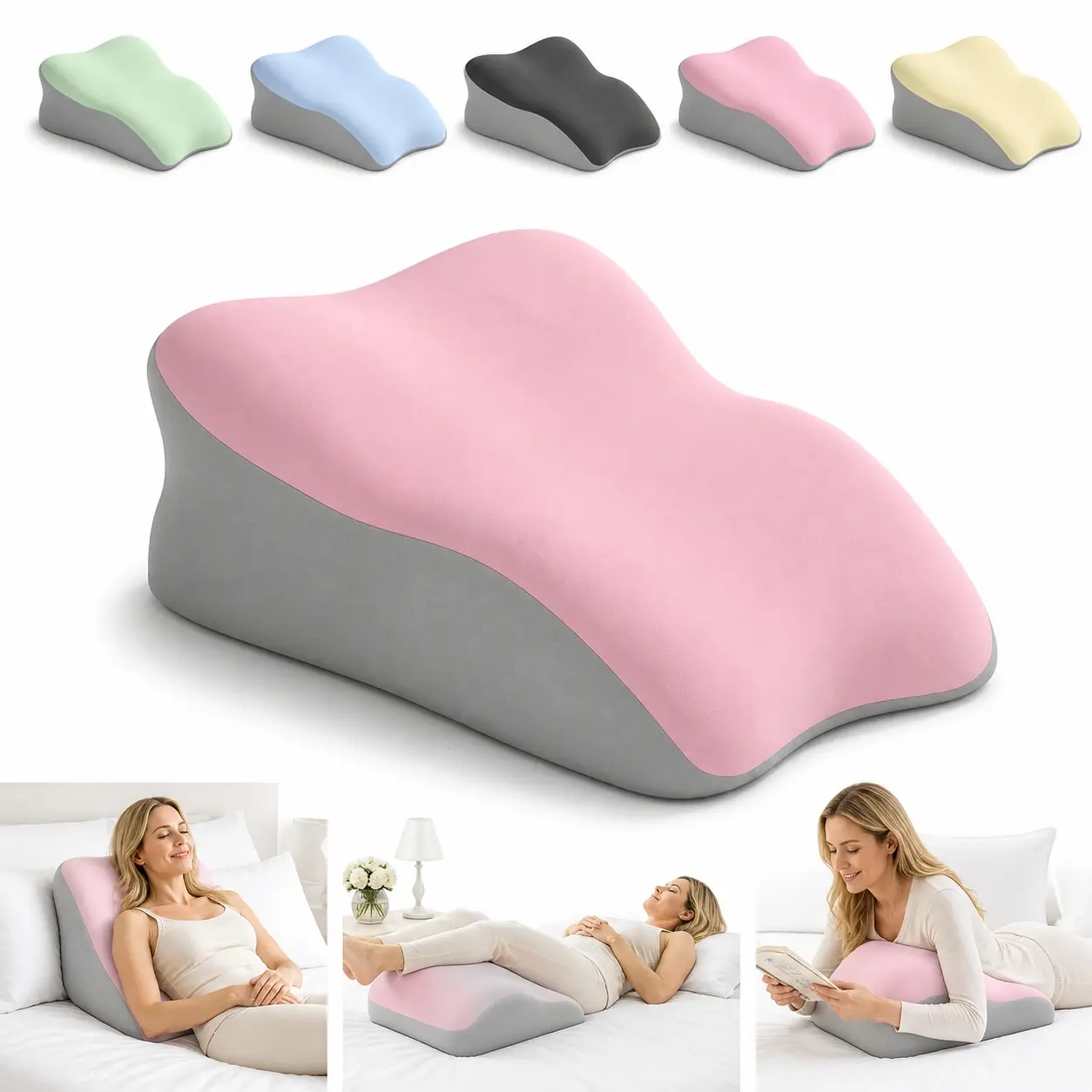 Memory Foam Pillow for Adults – Ergonomic Support for Maternity, Home & Couples, Multi-Functional for Sleeping, Lounging & Reading, with Removable Washable Ice Silk Cover