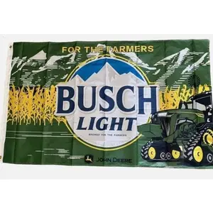 Busch Light Beer 3x5 Ft Flag One side Choose Design - GO FISHHHH USA American Flag Hunters Quack One Open Bald Eagle Farmer Tractor