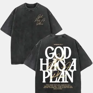 Men's Christian Graphic Oversized Unisex Casual Menswear Short-Sleeve T-Shirt Top - Jeremiah 29:11 "God Has A Plan" Print, Soft Washed Cotton Round Neck, Breathable Streetwear Fabric, Premium Faith Gift, Plus Size