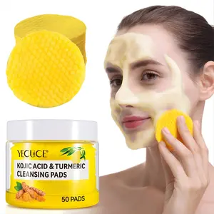 Yecuce Kojic Acid & Turmeric Facial Pads Gentle Daily Skincare Pads for Face – 50 Count